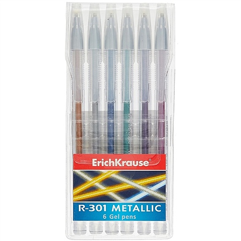 Ручки гелевые 06цв R-301 Metallic к/к, Erich Krause ручки шар r 301 4шт синие ek erich krause