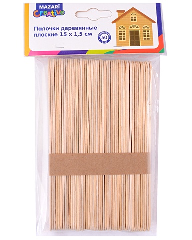 Палочки деревянные плоские 15х1,5см, 50 шт. счетные палочки деревянные 50шт пласт тубус с21