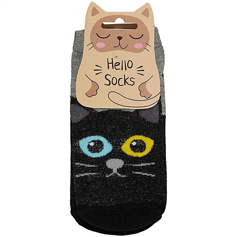 Носки Hello Socks Котик-глазастик (36-39) (текстиль) носки hello socks я всё котик бежевые 36 39 текстиль