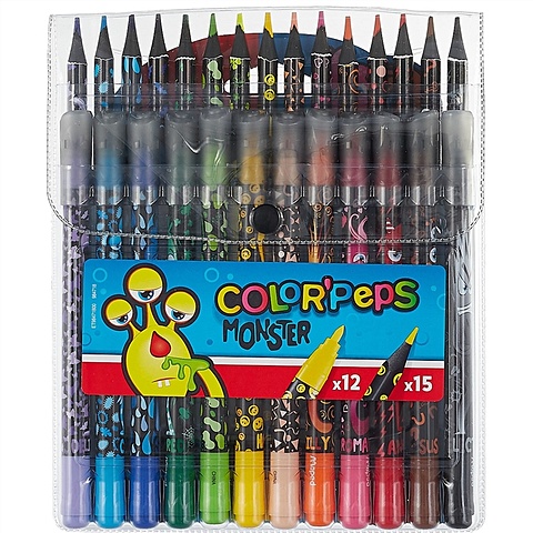 Набор для рисования COLOR PEPS MONSTER 12 фломастеров + 15 карандашей, блистер, Maped набор для рисования color peps monster 12 фломастеров 15 карандашей блистер maped