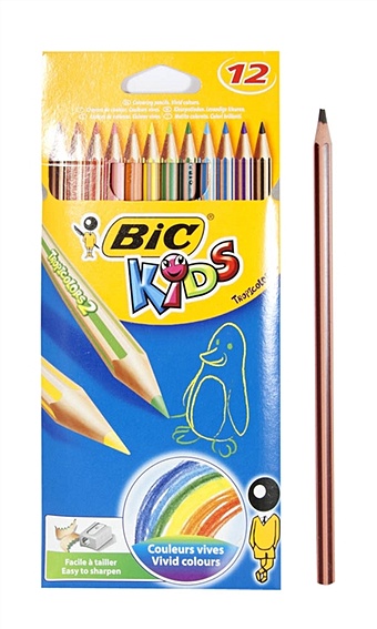 Карандаши цветные 12 цветов Tropicolors комплект 9 шт карандаши цветные bic tropicolors 12 цветов пластиковые заточенные европодвес 8325666
