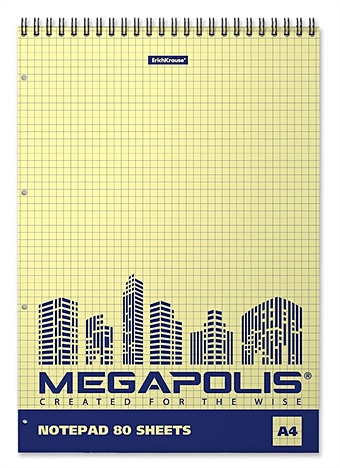 Блокнот А4 80л кл. MEGAPOLIS Yellow Concept на спирали, ErichKrause грифели erichkrause megapolis concept для механических карандашей 0 5 мм