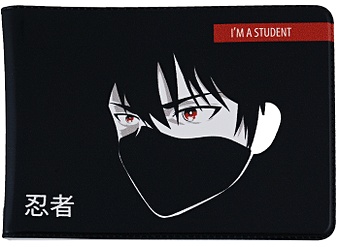 Обложка для студенческого Аниме Парень в маске (Сэйнен) ч/б футболка аниме парень в маске сэйнен черная текстиль размер one size
