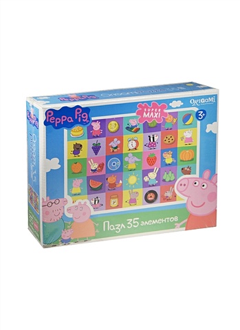 цена Пазл гиг. 35А 01546 Герои и предметы Peppa Pig (3+) (коробка)