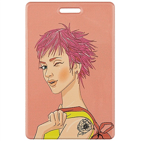 Чехол для карточек вертикальный Девушка, Ася Лавринович, розовый