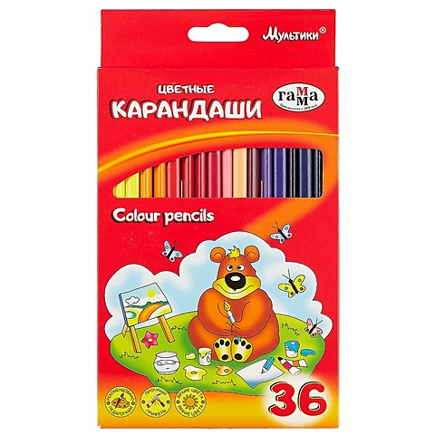 цена Цветные карандаши Гамма «Мультики», 36 штук