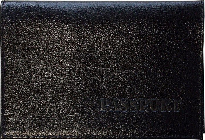 Обложка для паспорта нат.кожа, черная, гладкая, тип 1, Спейс