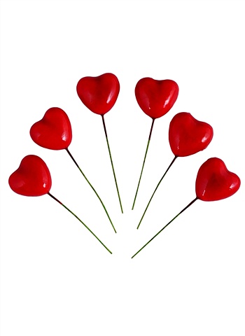 Искусственный декор Сердечки красные на проволочке, 2,5 см, 6 шт (орр) искуственный декор мандарины 12шт орр