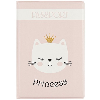 Обложка для паспорта Princess (кошечка в короне) (ПВХ бокс)