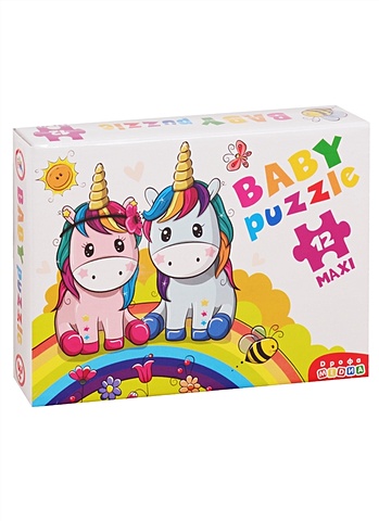 Baby Puzzle maxi Радужные единороги, 12 деталей baby puzzle maxi мишка и воздушные шары 12 деталей