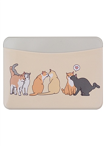 Чехол для карточек горизонтальный Влюбленные котики сумка влюбленные котики серый
