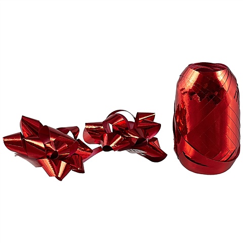 Набор для упаковки «Металлик красный», 2 банта, лента набор для упаковки металлик красный 2 банта лента