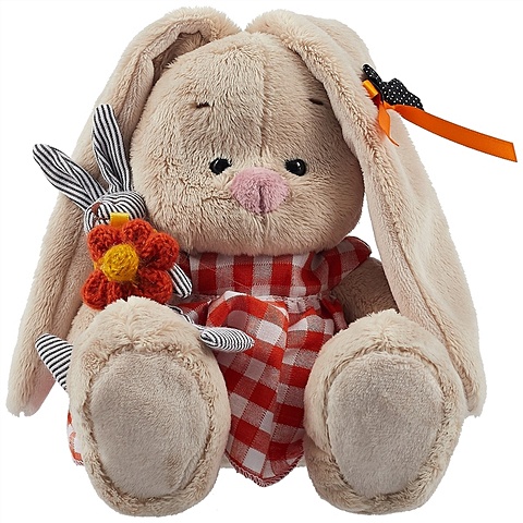 цена Мягкая игрушка Зайка Ми в оранжевом платье с зайчиком (малыш) (15 см)