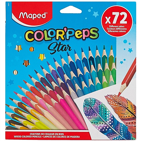 Карандаши цветные 72цв COLOR PEPS STAR трехгранные, к/к, подвес, MAPED карандаши цветные 12цв colorpeps трехгранные мет кор подвес maped