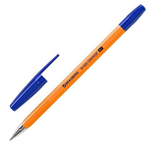 Ручка шариковая синяя M-500 ORANGE, корпус оранжевый, узел 0,7мм, линия 0,35мм, BRAUBERG ручка шариковая brauberg m 500 orange черная корпус оранжевый узел 0 7 мм линия письма 0 35 мм 50 шт