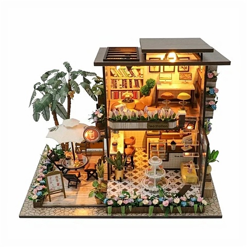 Сборная модель Румбокс MiniHouse Чайный дом конструктор интерьер в миниатюре розовая мечта