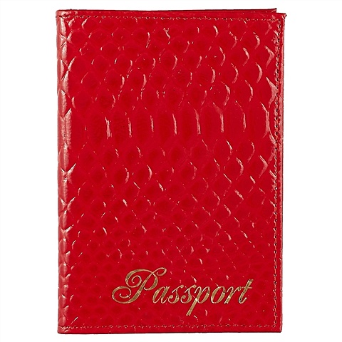Обложка для паспорта «Питон», красная, натуральная кожа