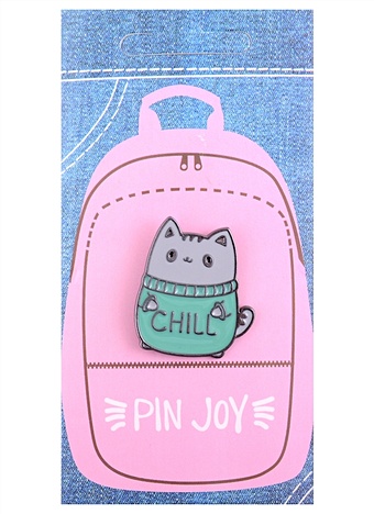 Значок Pin Joy Котик Chill (металл) цена и фото