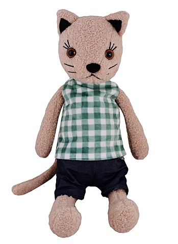 Игрушка мягкая Кот Джон, в одежде, 40 см, микс цветов ( черный, бежевый, коричневый) мягкая игрушка ленивый кот коричневый 50 см