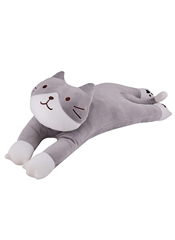 Мягкая игрушка Кот серый на животе, 60 см мягкая игрушка кот серый на животе 60 см