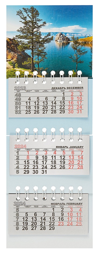 Календарь квартальный 2024г 82*230 Озеро. Сосна на магните цена и фото