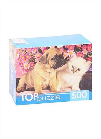 Пазл Щенок и котёнок, 500 элементов toppuzzle пазлы 500 элементов кбтп500 6800 щенок и котёнок