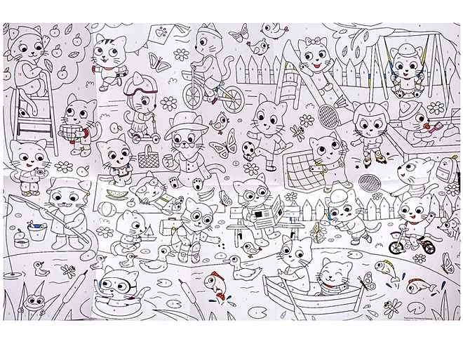 Большая раскраска по цифрам «Котики». 90х60 см раскраска по точкам и цифрам котики и щеночки 16 5 × 21 5 см 16 стр