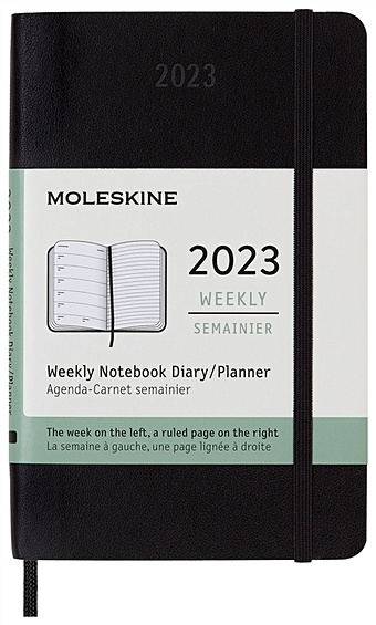 Еженедельник, Moleskine, Молескин 9*14см,144стр., датированный на 2019г. CLASSIC SOFT WKNT Pocket мягкая обложка, черный