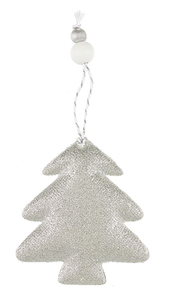 Новогоднее подвесное украшение Серебряная елка (ПВХ) (11x8) цена и фото