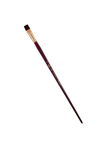 Кисть художественная №10 Вернисаж, синтетика бордовая, плоская, длинная ручка, Гамма