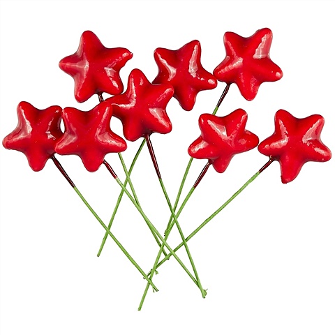 Искусственный декор «Звёздочки красные на проволочке», 2.5 см, 8 штук
