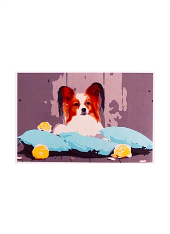 Раскраска по номерам на картоне Щеночек на подушке, 20х30 см набор тм рыжий кот раскраска на картоне a4 щеночек в цветах арт р 2393