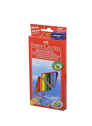 Карандаши цветные 12цв ЕСО трехгранные, точилка, к/к, подвес, Faber-Castell