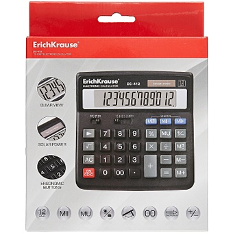 Калькулятор настольный 12-разрядов ErichKrause® DC-412, в коробке, ErichKrause