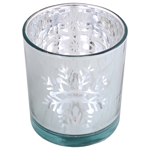 Подсвечник Снежинки (серебро) (стекло) (8х7) цена и фото