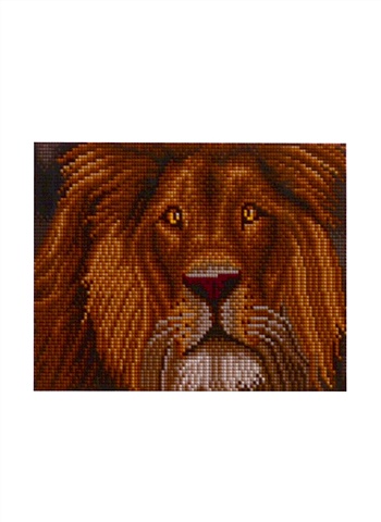 Алмазная мозаика с полным заполнением стразами, классическая Взгляд льва, 22 х 32 см