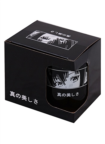 Кружка Аниме Лицо (Сёдзё) (черная) (керамика, деколь) (330мл) (коробка)
