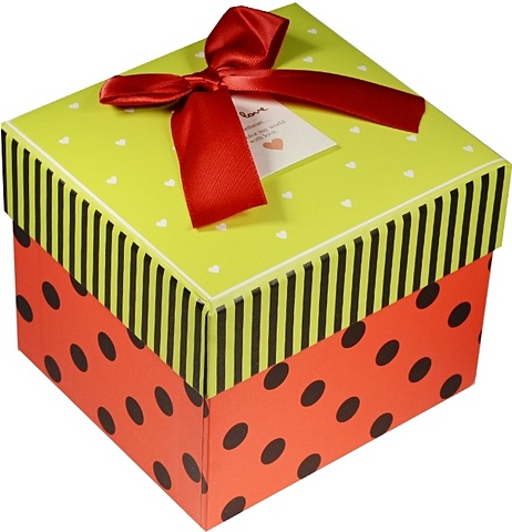 Коробка подарочная Сердечки и горошек зеленая крышечка 13*12*10.5см коробка подарочная сердце 13 5 12 5 5см картон