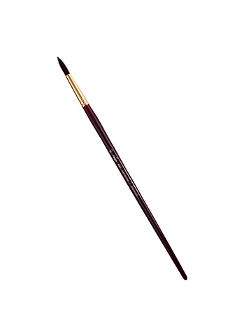 Кисть художественная №20 Вернисаж, синтетика бордовая, круглая, длинная ручка, Гамма