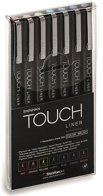 Ручки капиллярные 7цв TOUCH Liner Brush , блистер, TOUCH цена и фото