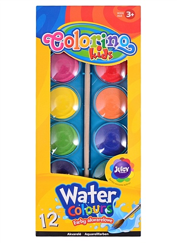 Краски акварельные 12цв Water Colours, пл/уп., с/к., Colorino краски акварельные 12цв чебурашка пл уп б к