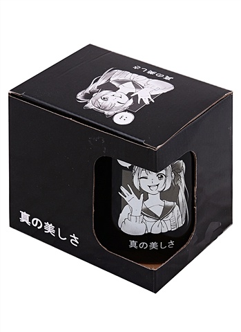 Кружка Аниме Девушка с ушками (Сёдзё) (черная) (керамика, деколь) (330мл) (коробка)