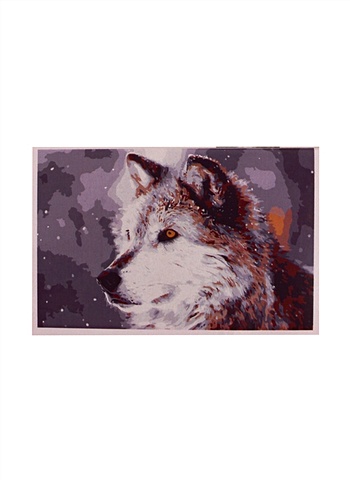 Раскраска по номерам на картоне А3 Зимний волк, 30х40 см цена и фото