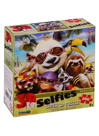 Пазл 3D Селфи на пляже / Zoo Beach Party Selfies. 100 деталей super 3d puzzle zoo beach party selfie – селфи на пляже 100 элементов