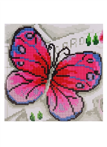 Алмазная мозаика на подрамнике Бабочка (20х20 см) (частичная выкладка) алмазная мозаика на подрамнике 20х20 частичная выкладка бабочка