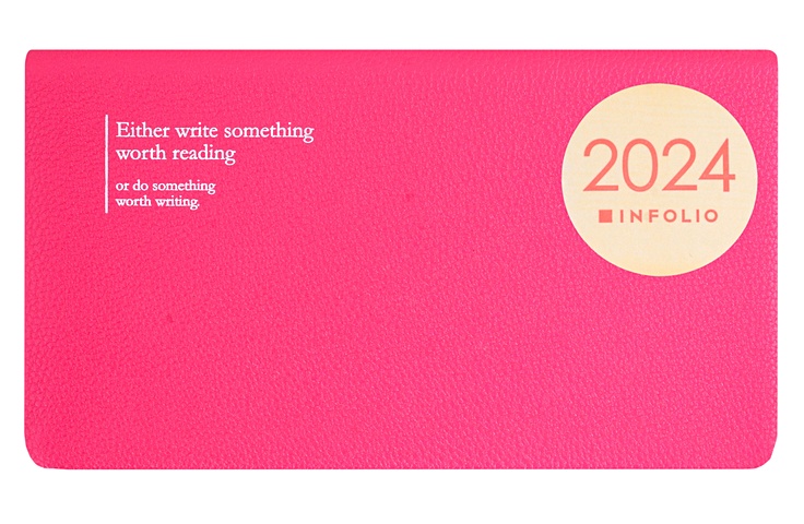 Планинг дат. 2024г. 64л Prague розовый, карманный, иск.кожа, интегр.переплет, тонир.блок, шелкограф, ляссе