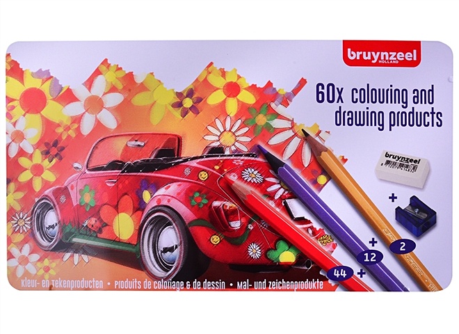 Карандаши цветные Машина ластик, точилка, 58 цветов цветные карандаши замок в карт промоупаковке 12 шт 3 двухцветных карандаша точилка