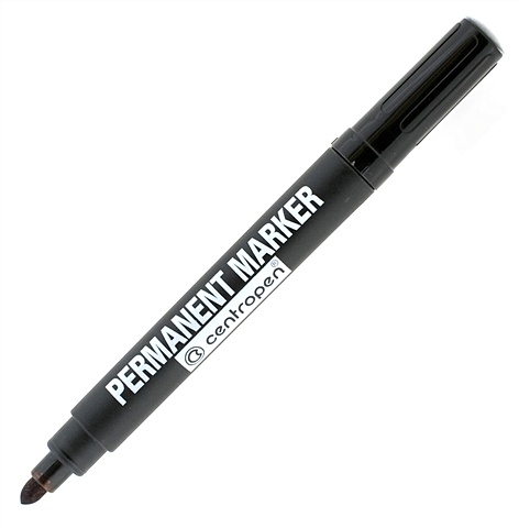 Маркер перманентный черный, 2,5мм, круглый, Centropen маркер перманентный двусторонний centropen 1666 12 черный пулевидный скошенный 2 5 4 0 мм