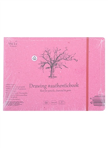 Скетчбук 24,5*18,2cм 32л SMLT Art Drawing authenticbook, на резинке, 120г/м2, белый, сшивка