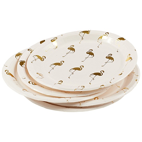 набор бумажных тарелок золотые звёздочки 18 см Набор бумажных тарелок «Золотые фламинго», 6 штук, 18 см